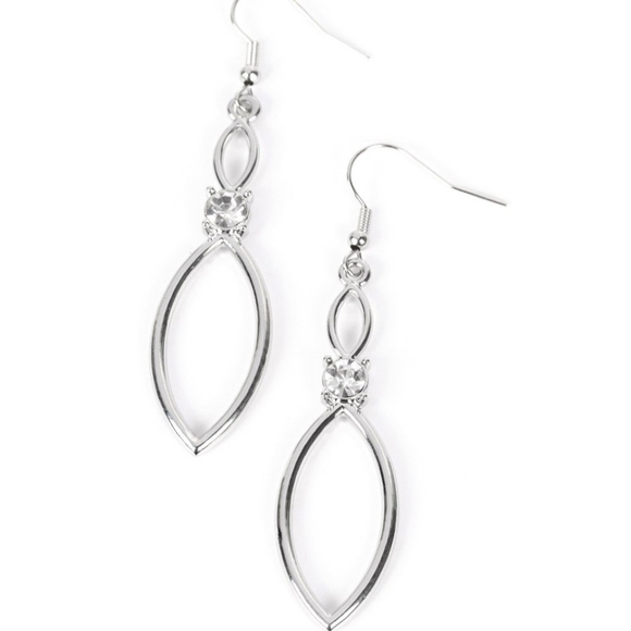 Paparazzi Silver Modern Oval Earrings - Picture 1 of 2
